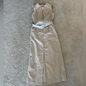 Commense Cream Button-Down Midi Dress